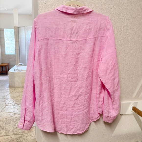NEW Lily Pulitzer Pink Long Sleeve Button Down Linen Shirt XXL NWOT - Picture 4 of 4